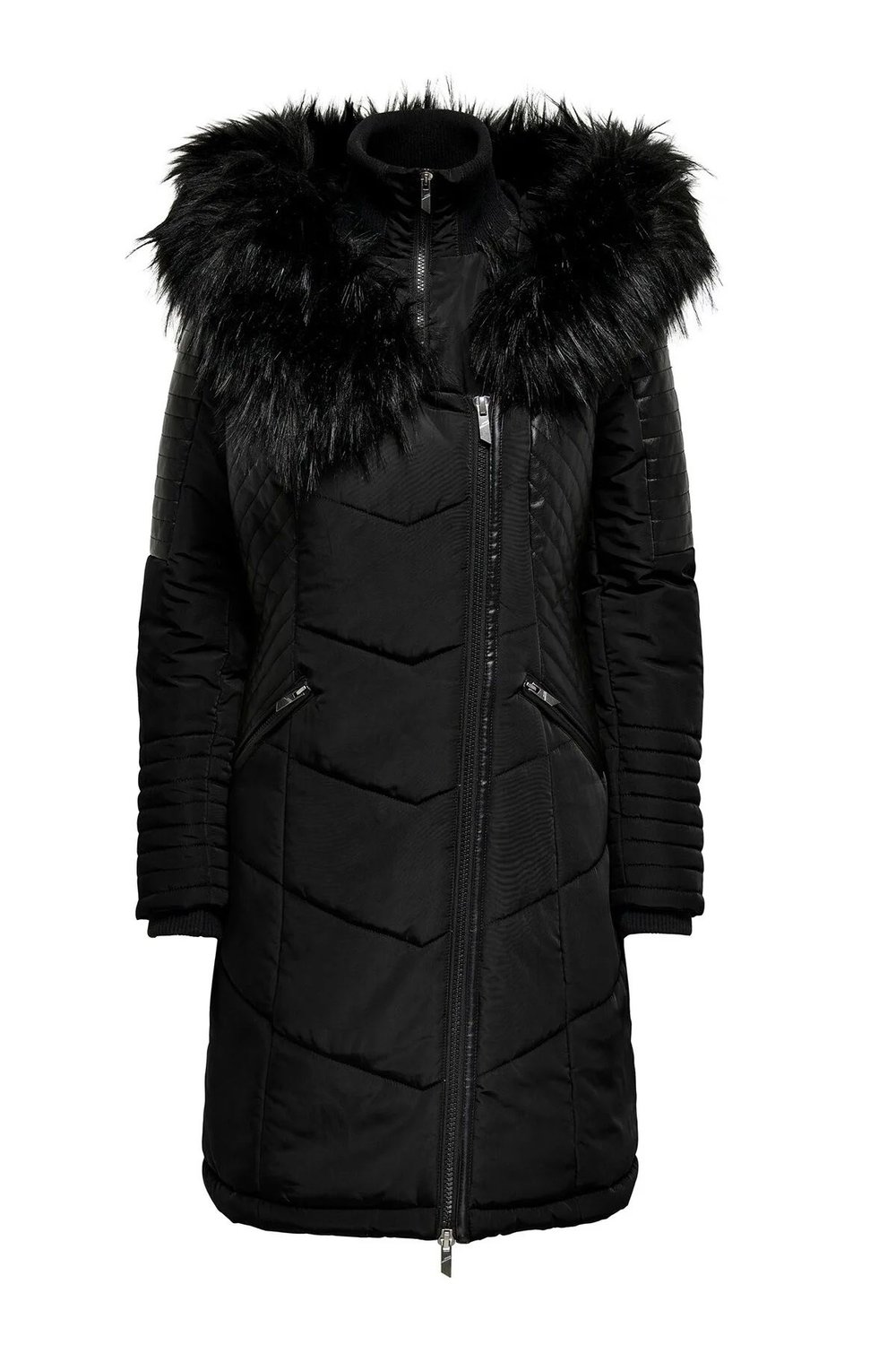 Only Onlnewlinette Slim Fit Kapüşonlu Kadın Mont 15295396 Kömür-Siyah