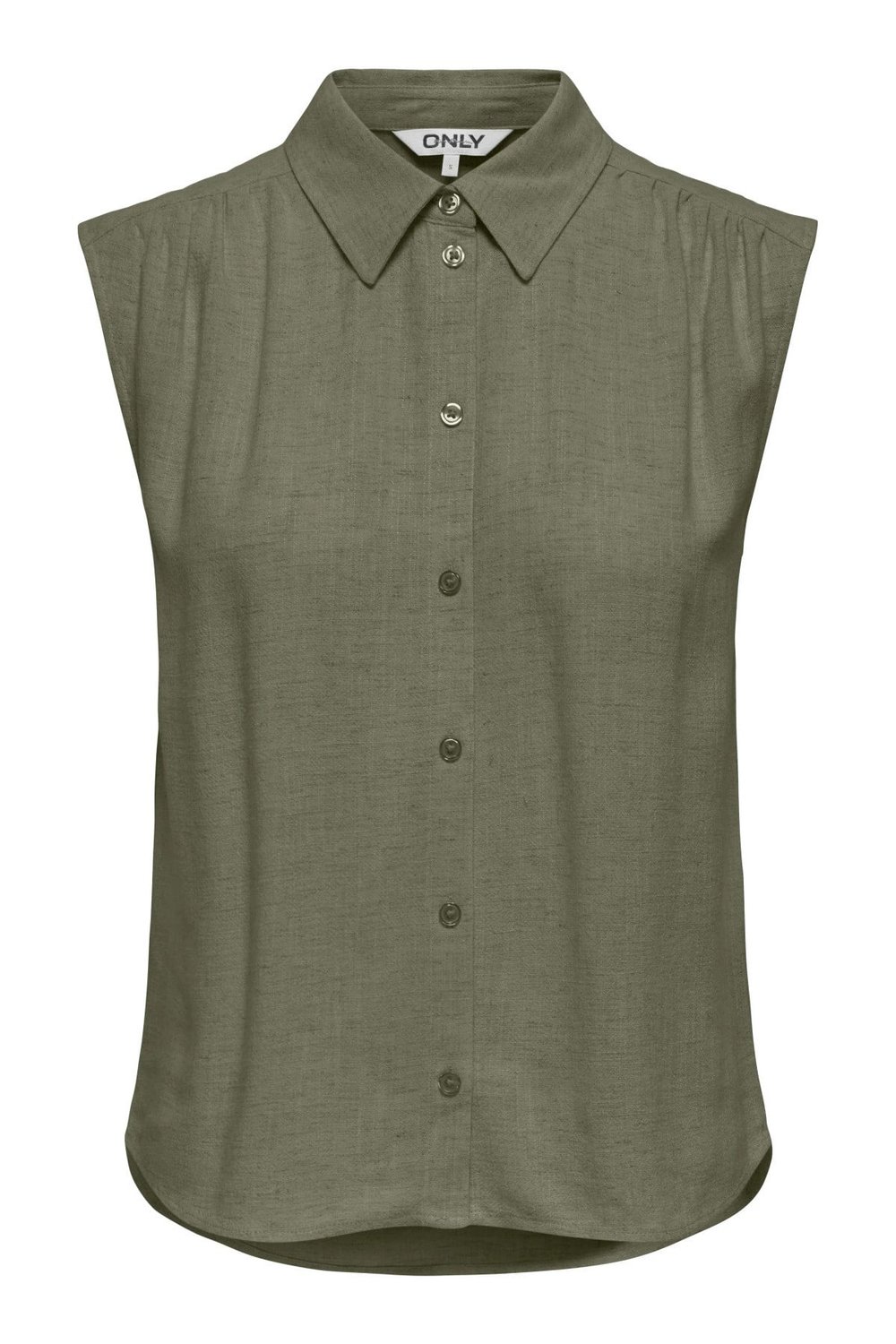 Only Onlsiesta Keten Karışımlı Regular Fit Klasik Yaka Kadın Bluz 15367416 HAKİ