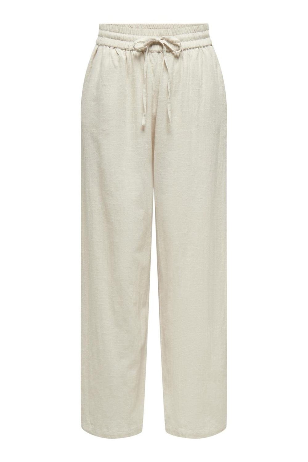 Only Onltizana % 100 Pamuk Regular Fit Yüksek Bel Geniş Paça Kadın Pantolon 15319090 AÇIK BEJ