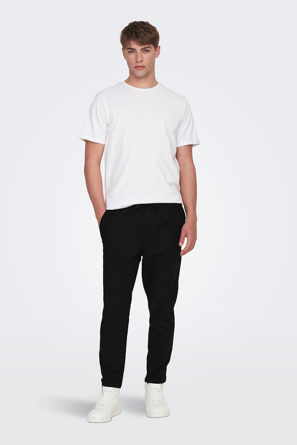 Only & Sons Onslinus Keten ve Pamuk Karışımlı Tapered Fit Daralan Paça Erkek Pantolon 22024966 SİYAH