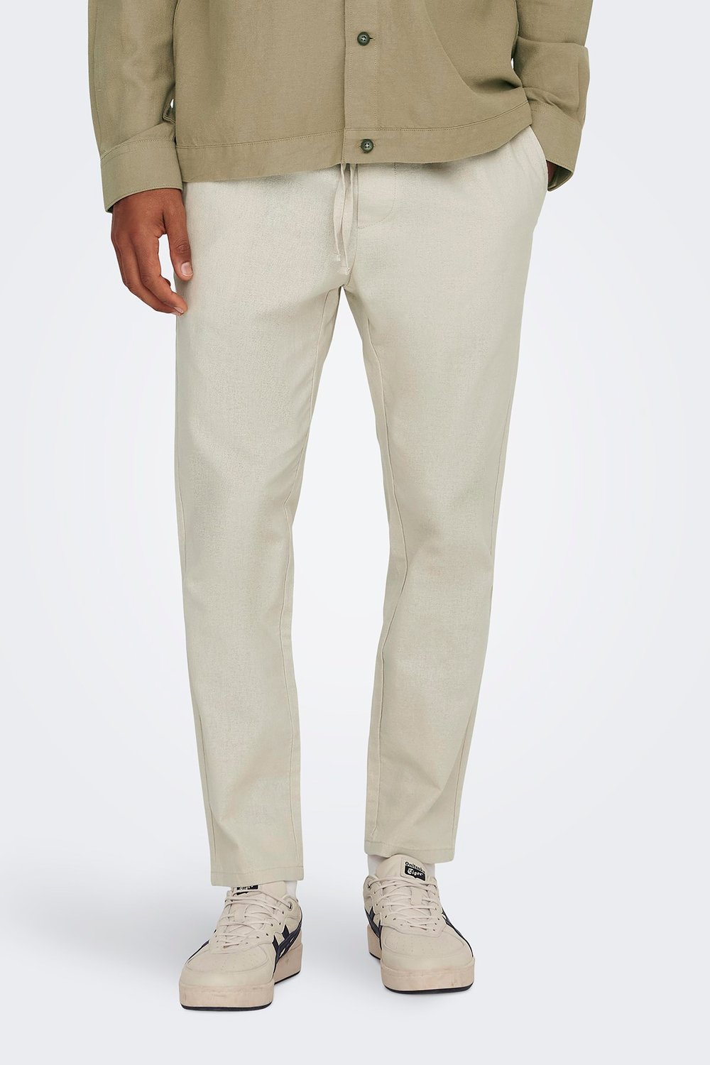 Only & Sons Onslinus Keten ve Pamuk Karışımlı Tapered Fit Daralan Paça Erkek Pantolon 22024966 AÇIK BEJ