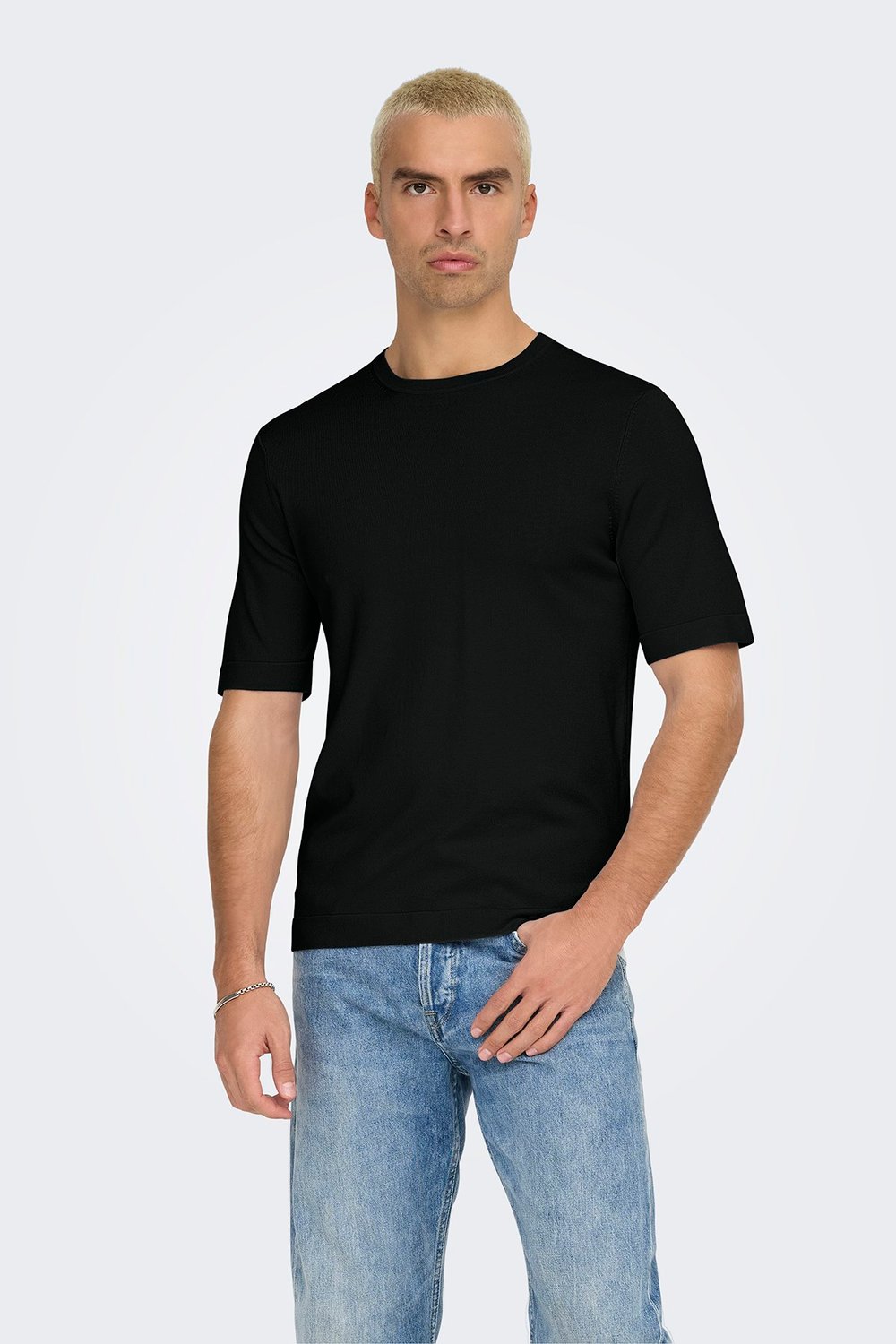 Only & Sons Onswyler Regular Fit Bisiklet Yaka Erkek T Shirt 22022928 SİYAH