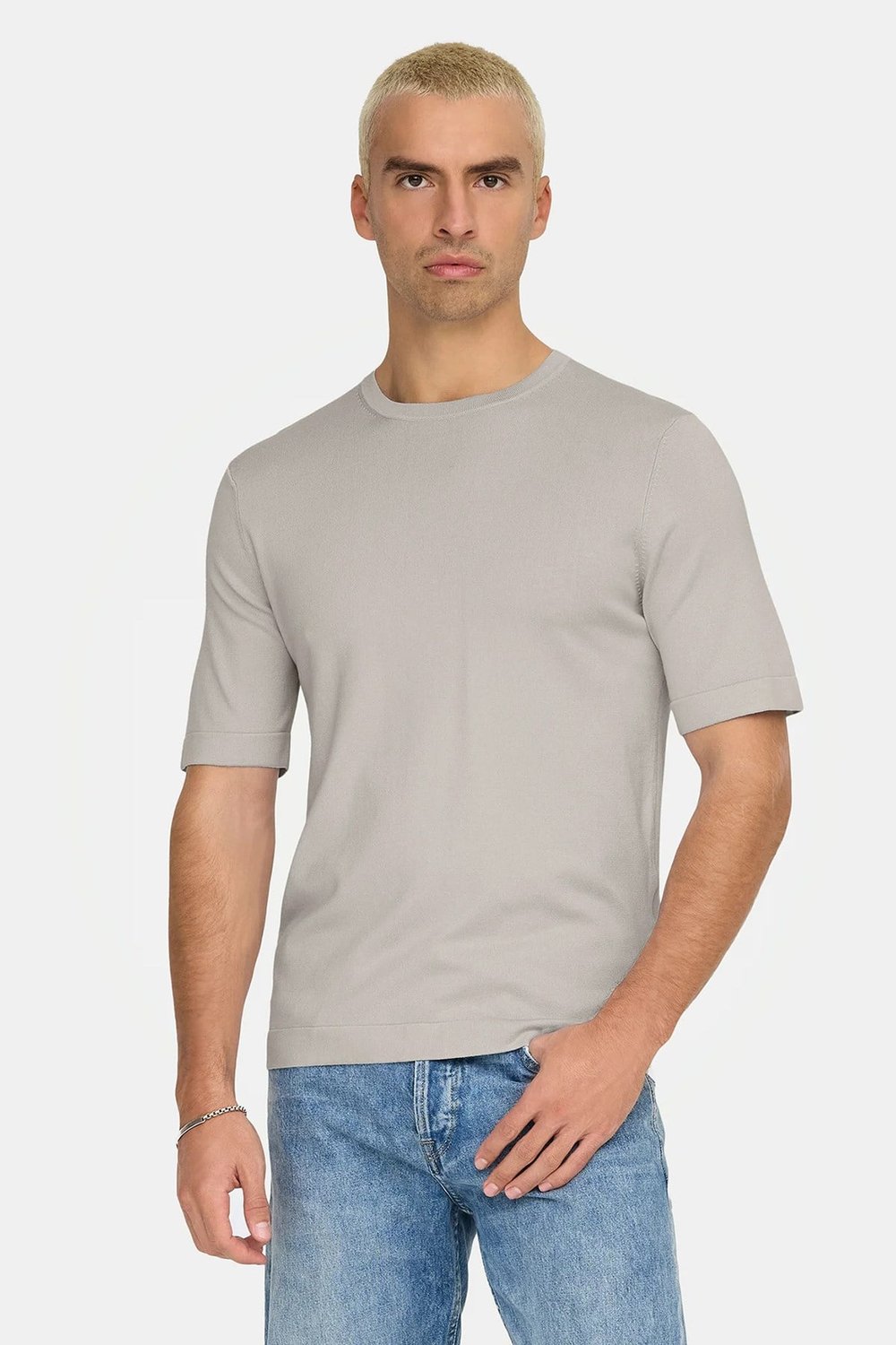Only & Sons Onswyler Regular Fit Bisiklet Yaka Erkek T Shirt 22022928 AÇIK BEJ