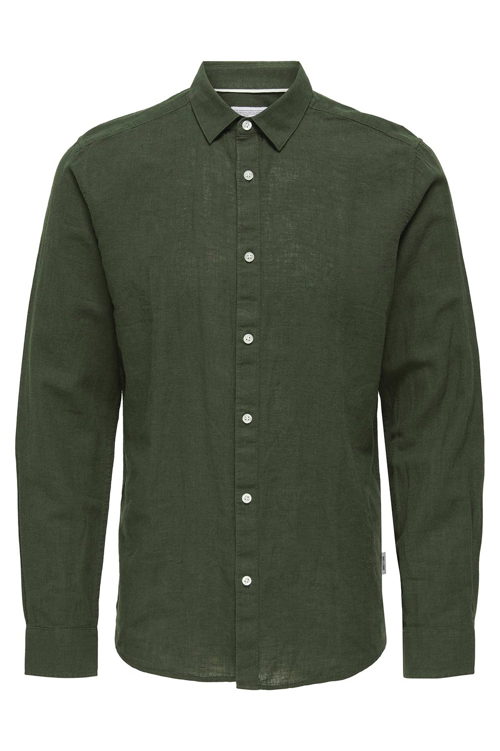 Onscaiden Keten ve Pamuk Karışımlı Slim Fit Erkek Gömlek 22012321 KOYU HAKİ