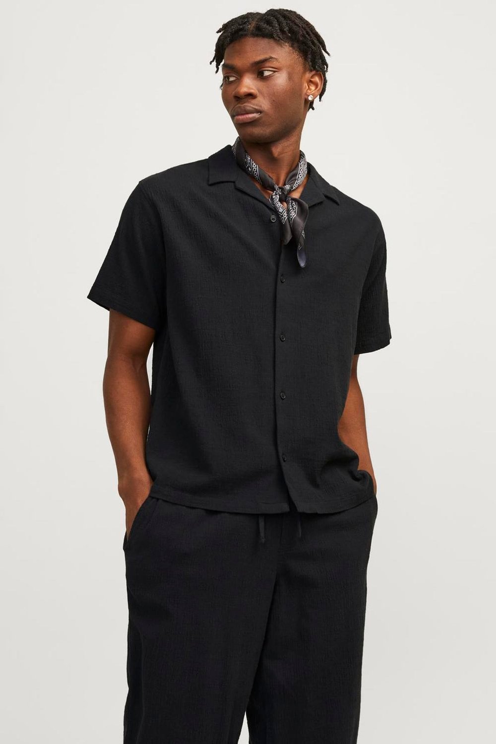 Originals Jorluke Pamuklu Relaxed Fit Kısa Kollu Poplin Erkek Gömlek 12255781 SİYAH
