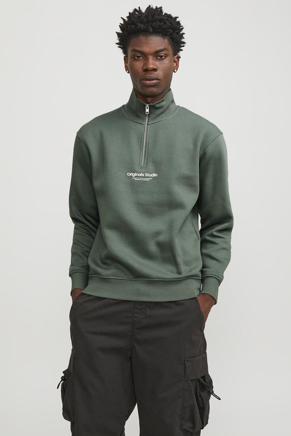 Originals Jorvesterbro Yarım Fermuarlı Relaxed Fit Erkek Sweat 12241777 YEŞİL