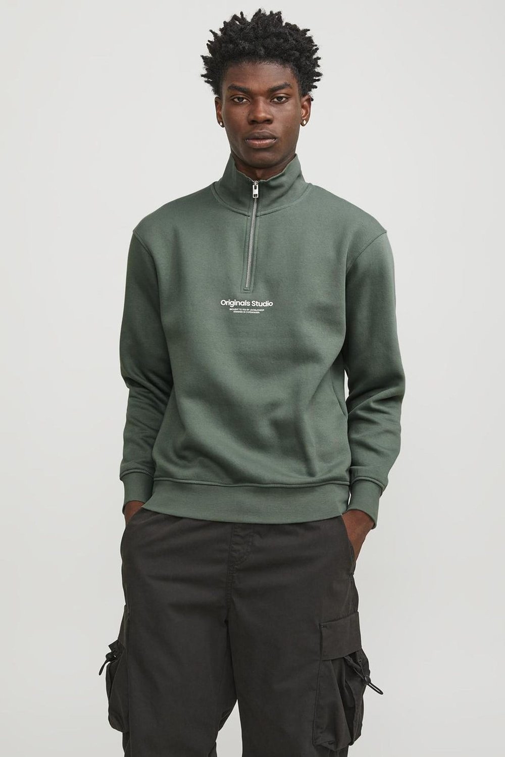 Originals Jorvesterbro Yarım Fermuarlı Relaxed Fit Erkek Sweat 12241777 YEŞİL