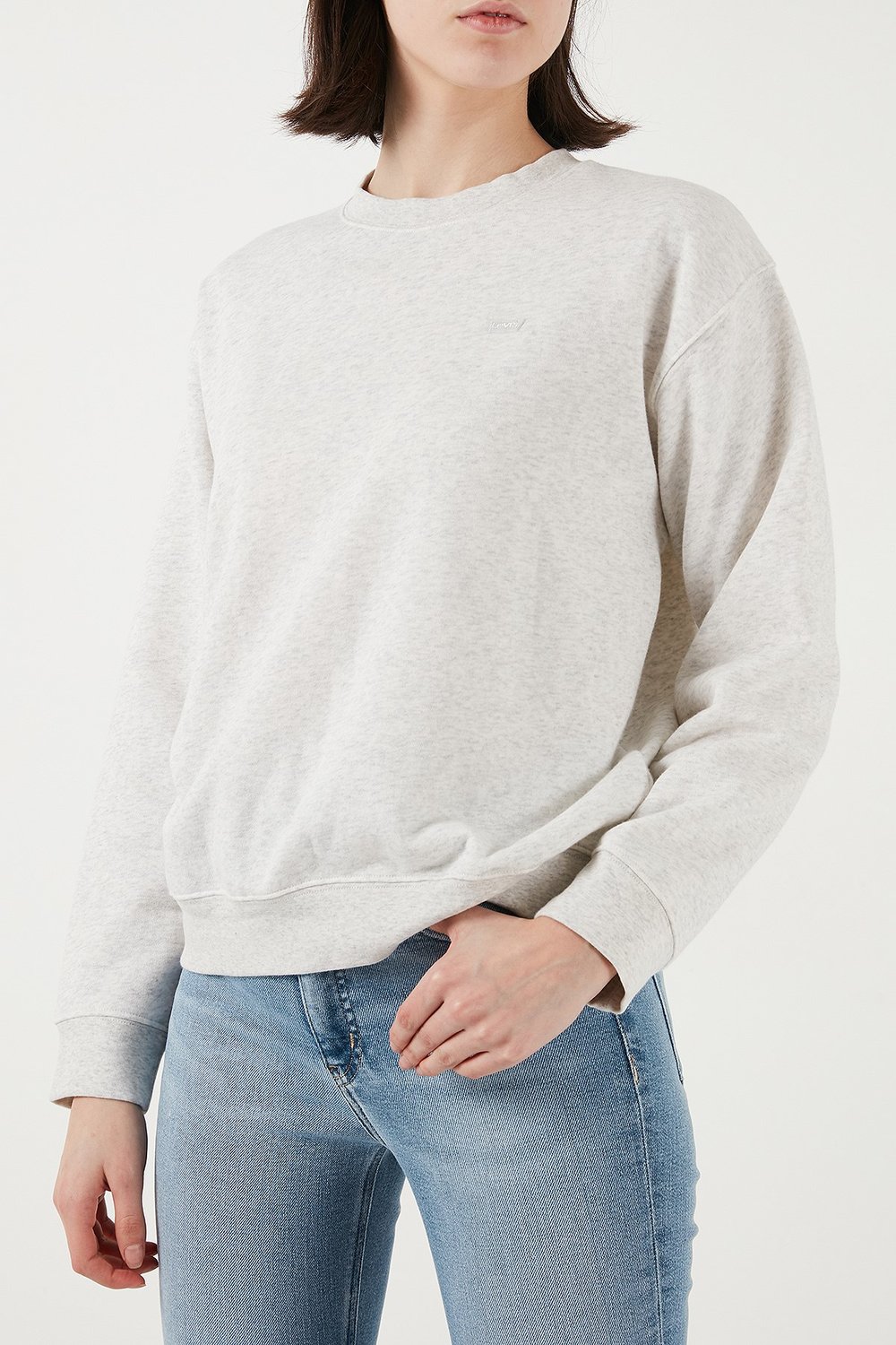 Pamuk Karışımlı Regular Fit Bisiklet Yaka Kadın Sweat A5942-0006 GRİ