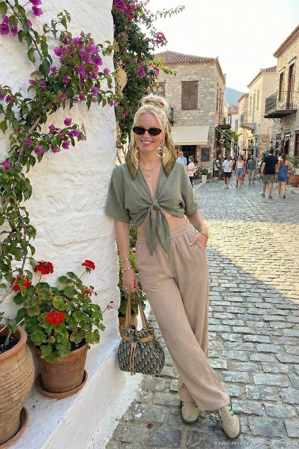 Pamuklu Comfort Fit Bağlamalı Yarasa Kol Kadın Bolero 5866354 Olive