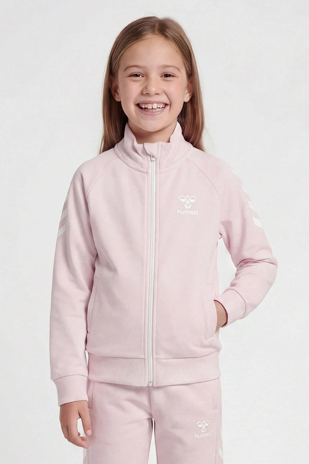 Pamuklu Dik Yaka Fermuarlı Kız Çocuk Sweat 921136-9877 PEMBE