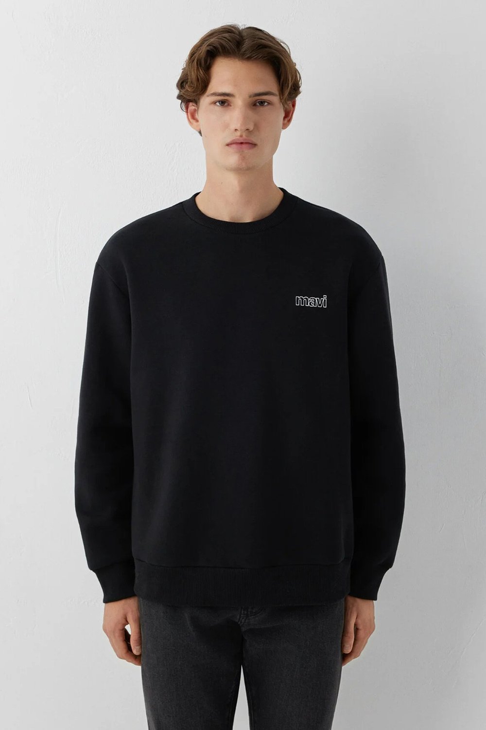 Pamuklu Logolu Bisiklet Yaka Erkek Sweat 0S10379-900 SİYAH