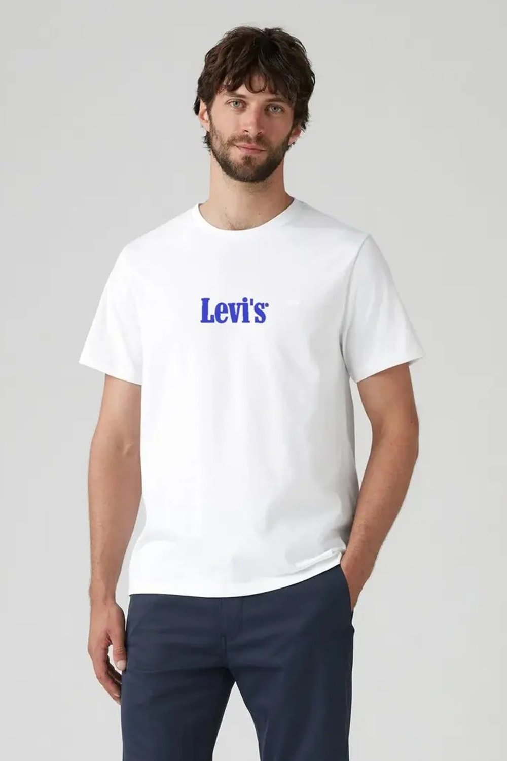 Pamuklu Logolu Relaxed Fit Bisiklet Yaka Erkek T Shirt A2082-0361 BEYAZ