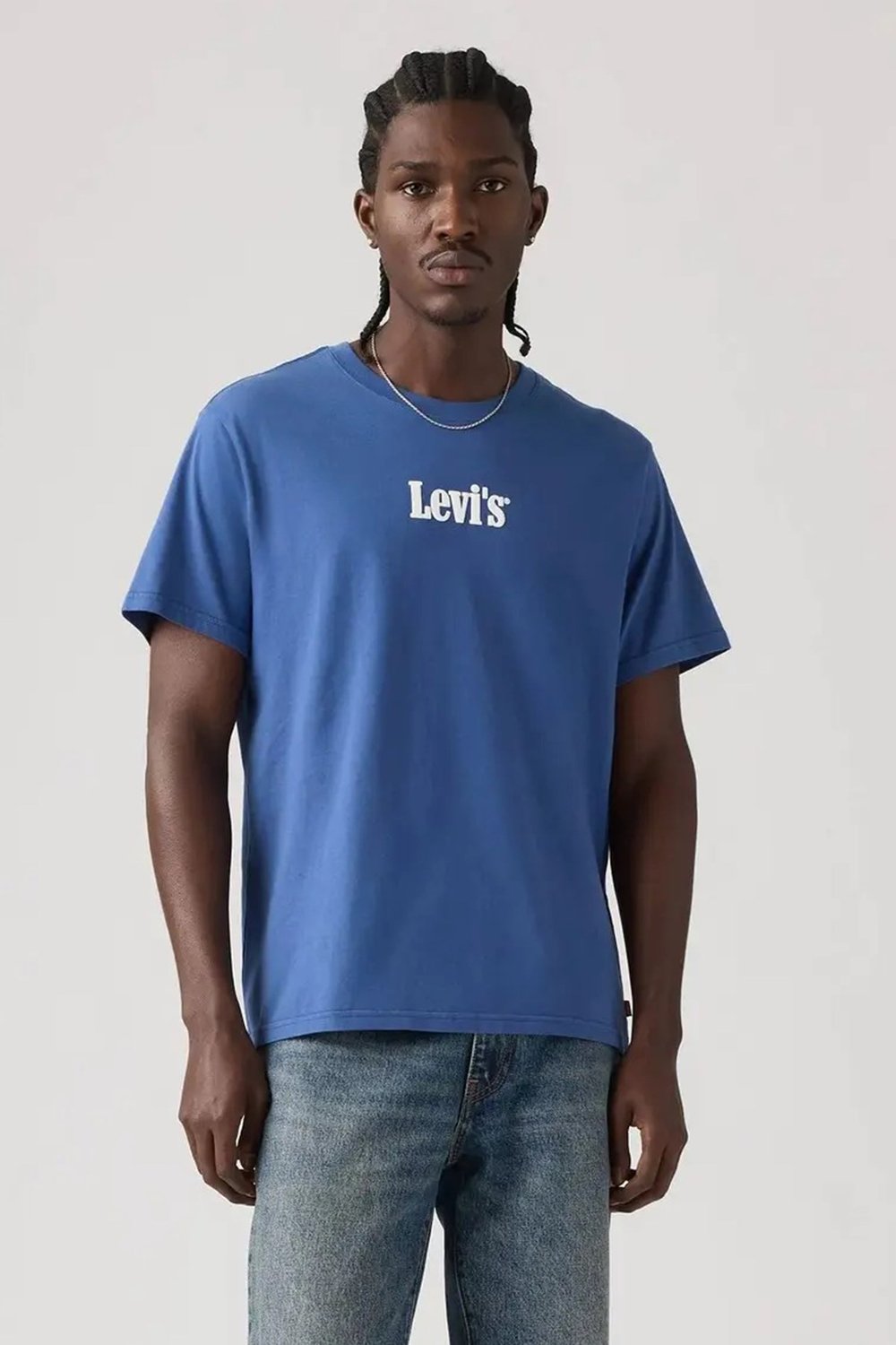 Pamuklu Logolu Relaxed Fit Bisiklet Yaka Erkek T Shirt A2082-0362 MAVİ