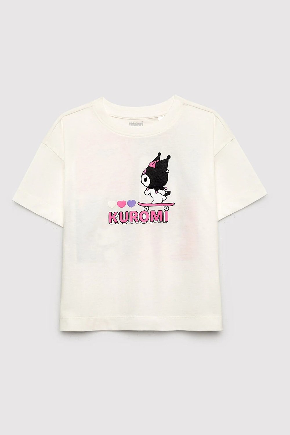 Pamuklu Loose Fit Baskılı Bisiklet Yaka Kız Çocuk T Shirt 7610456-70057 BEYAZ