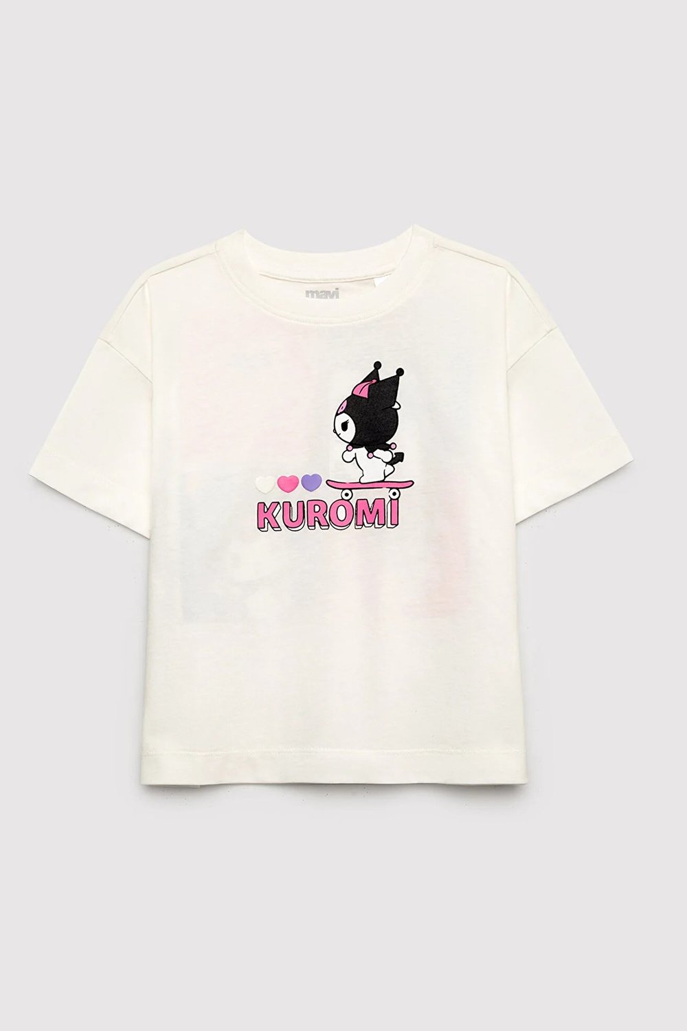 Pamuklu Loose Fit Baskılı Bisiklet Yaka Kız Çocuk T Shirt 7610456-70057 BEYAZ