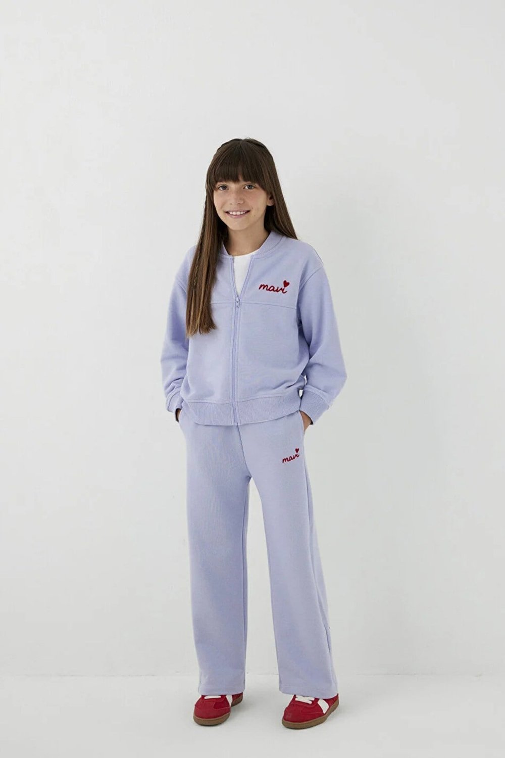Pamuklu Loose Fit Geniş Paça Kız Çocuk Eşofman Altı 7010067-70523 LİLA