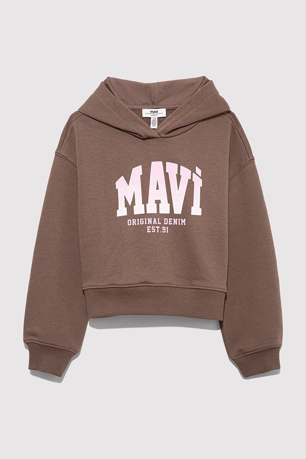 Mavi Pamuklu Loose Fit Kapüşonlu Logolu Kız Çocuk Sweat 7S10124-87181 KAHVE