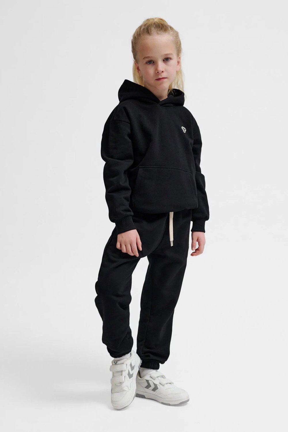 Pamuklu Loose Fit Logolu Elastik Paça Unisex Çocuk Eşofman Altı 232951-2001 SİYAH