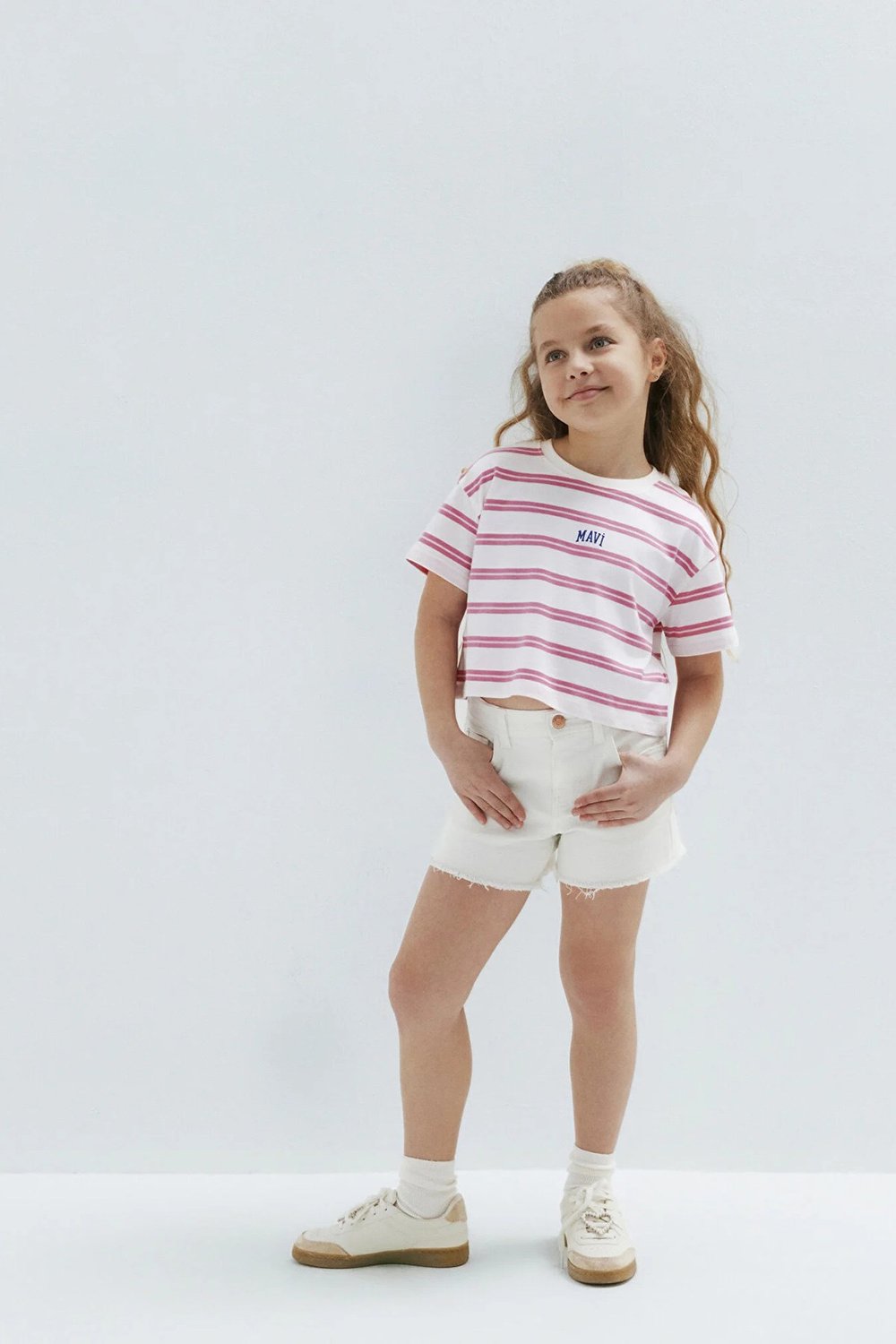 Pamuklu Normal Bel Kot Kız Çocuk Short 7410655-A1606 BEYAZ