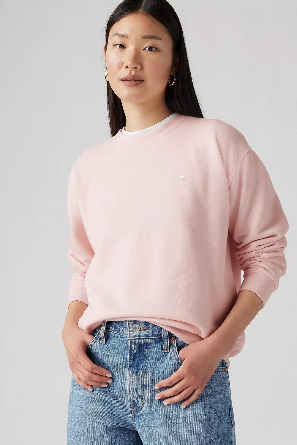Pamuklu Regular Fit Bisiklet Yaka Kadın Sweat A5942-0028 AÇIK PEMBE