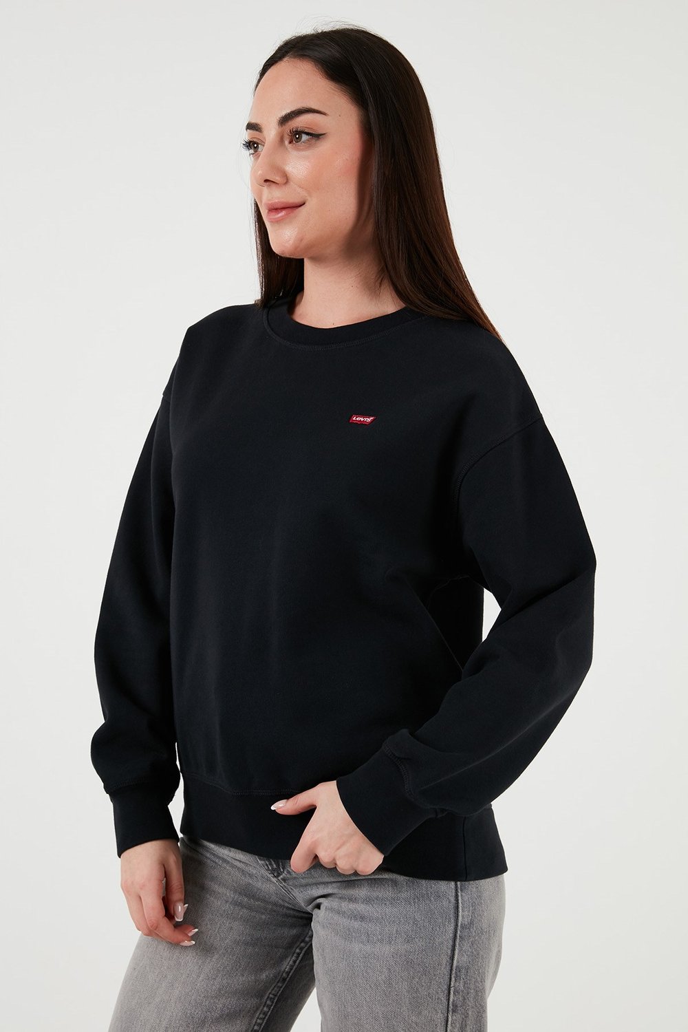 Pamuklu Regular Fit Bisiklet Yaka Kadın Sweat A3172-0010 SİYAH