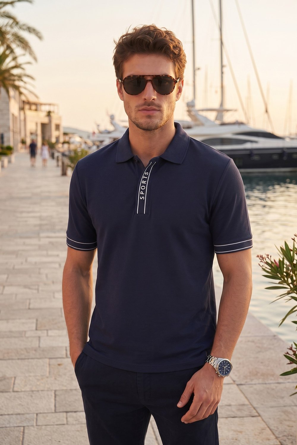 Pamuklu Regular Fit Düğmeli Polo T Shirt Erkek Polo Yaka T Shirt 5904073 İNDİGO