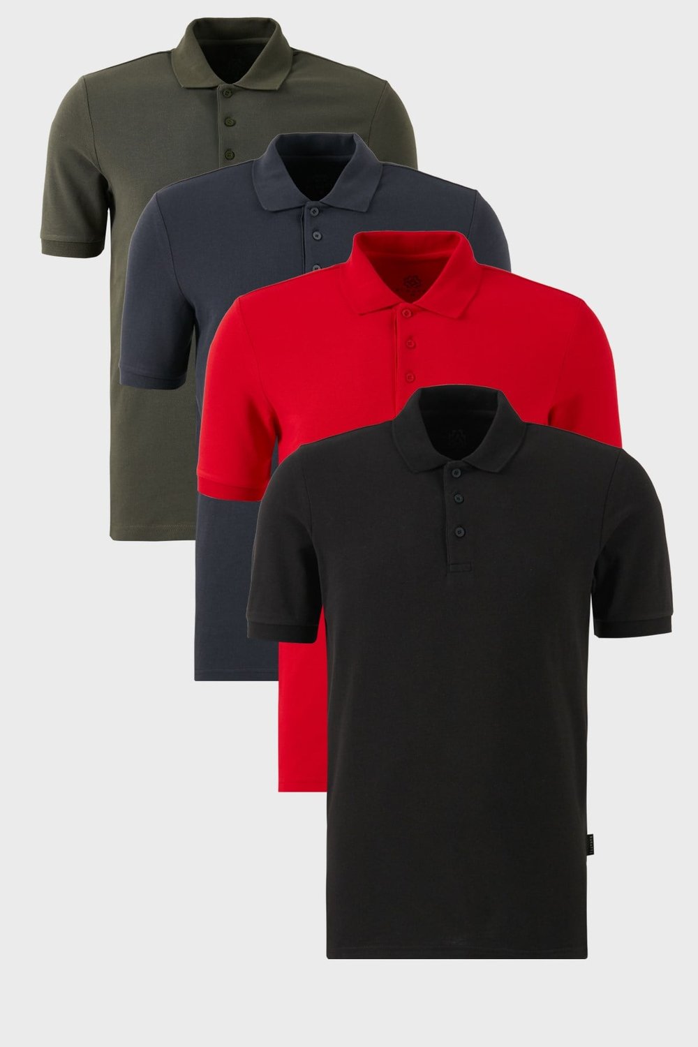 Pamuklu Regular Fit Düğmeli Polo Yaka 4'lü Paket Erkek T Shirt 5902127S4 Siyah-Kırmızı-Antrasit-Haki