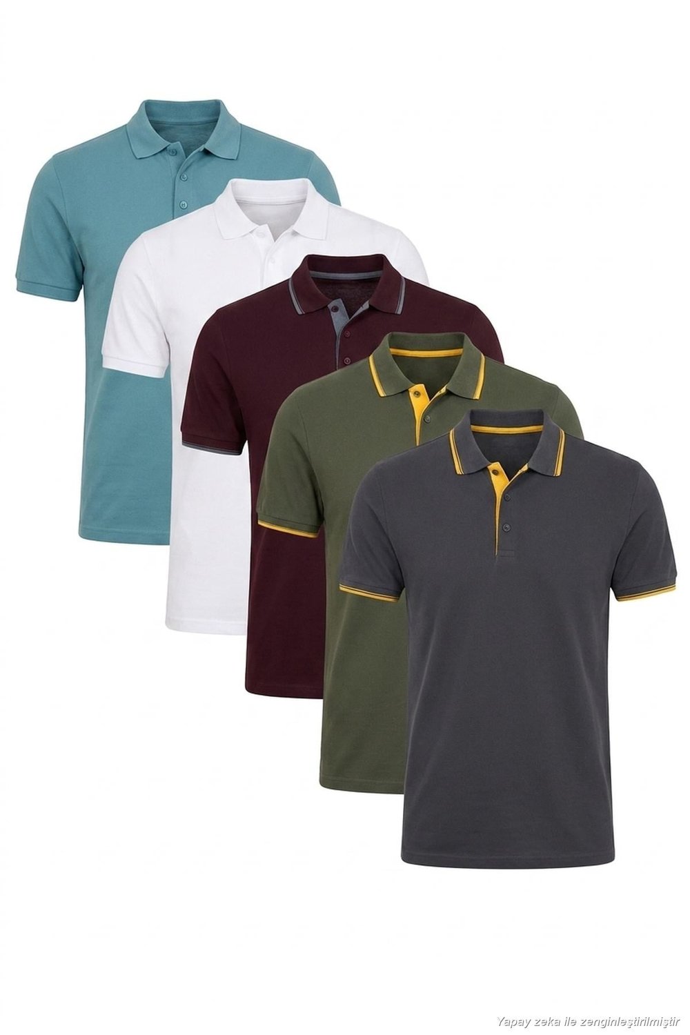 Pamuklu Regular Fit Düğmeli Polo Yaka 5'li Paket Erkek T Shirt 590211827S5 Vişne-Antrasit-Hakisarı-Beyaz-Mavi