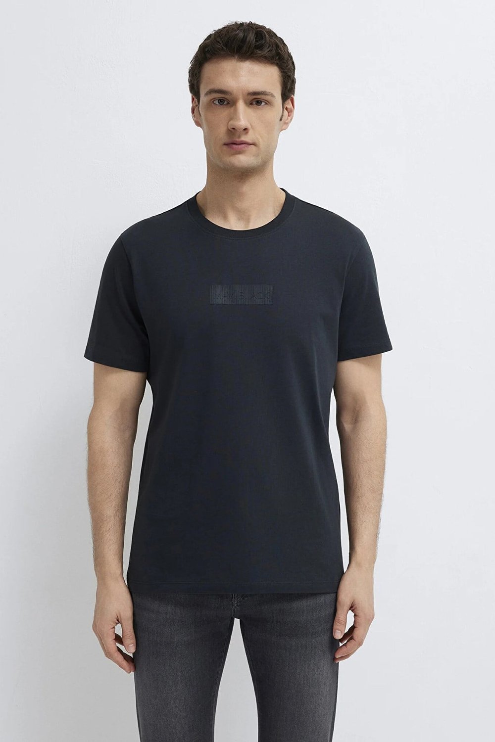 Pamuklu Regular Fit Logo Baskılı Bisiklet Yaka Erkek T Shirt 0613270-71379 SİYAH