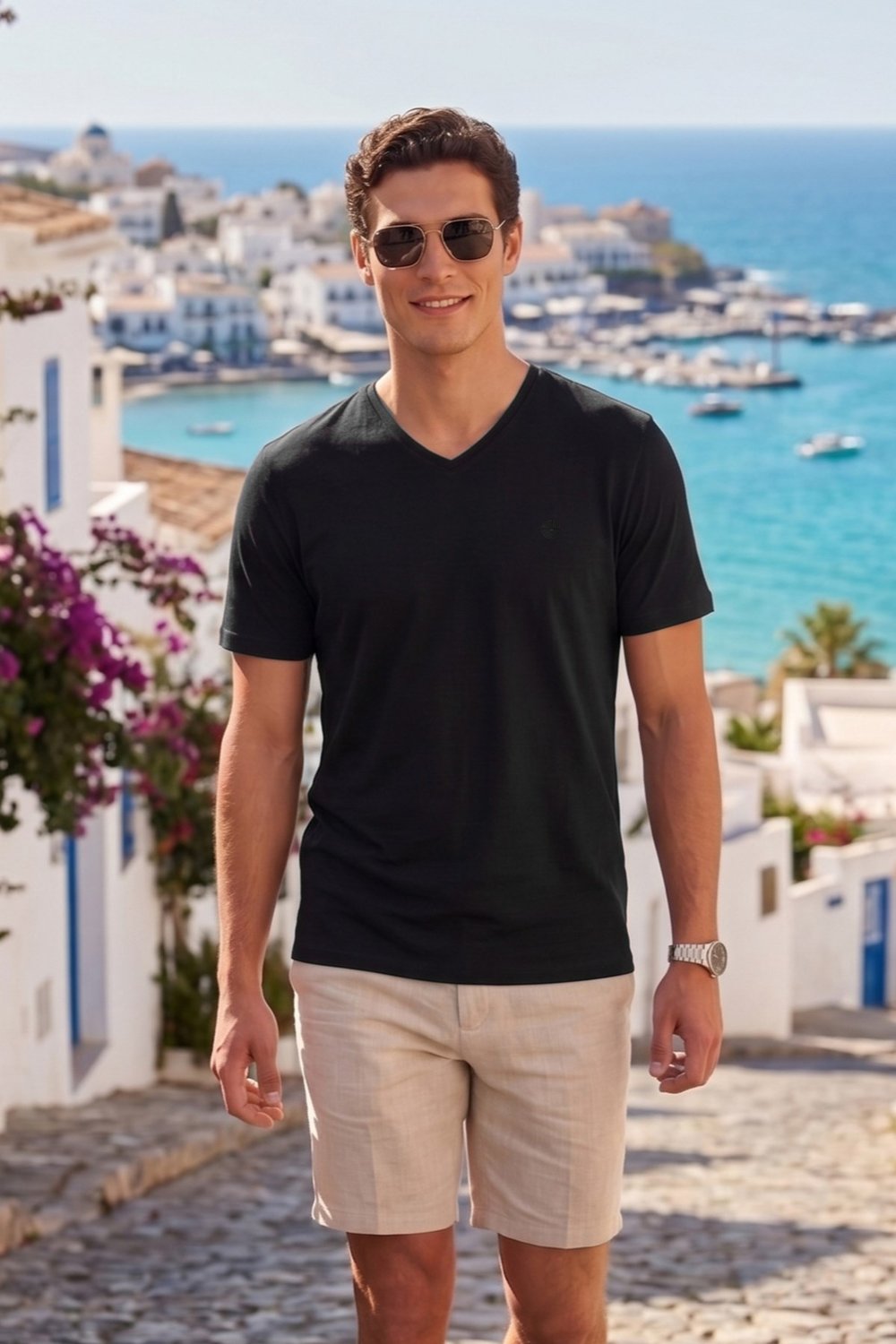 Pamuklu Regular Fit V Yaka Erkek T Shirt 5902719 SİYAH