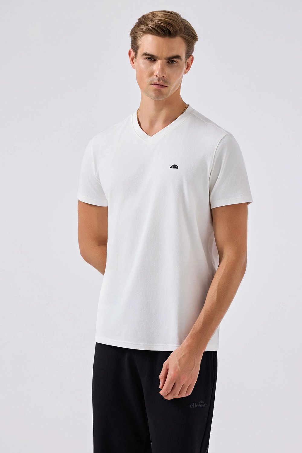 Pamuklu Regular Fit V Yaka Erkek T Shirt 6SM5049-OF BEYAZ