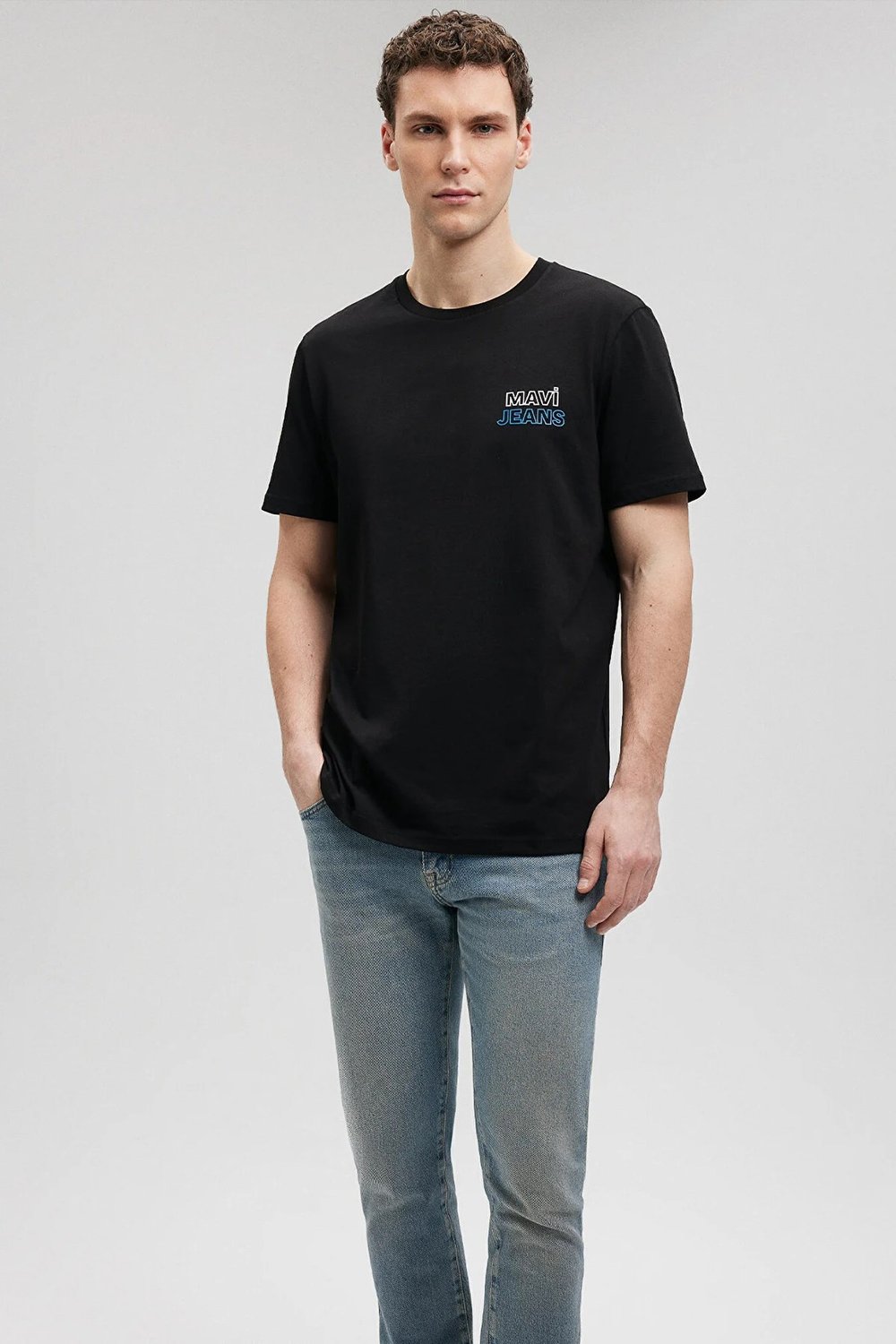 Pamuklu Slim Fit Bisiklet Yaka Erkek T Shirt 066841-900 SİYAH