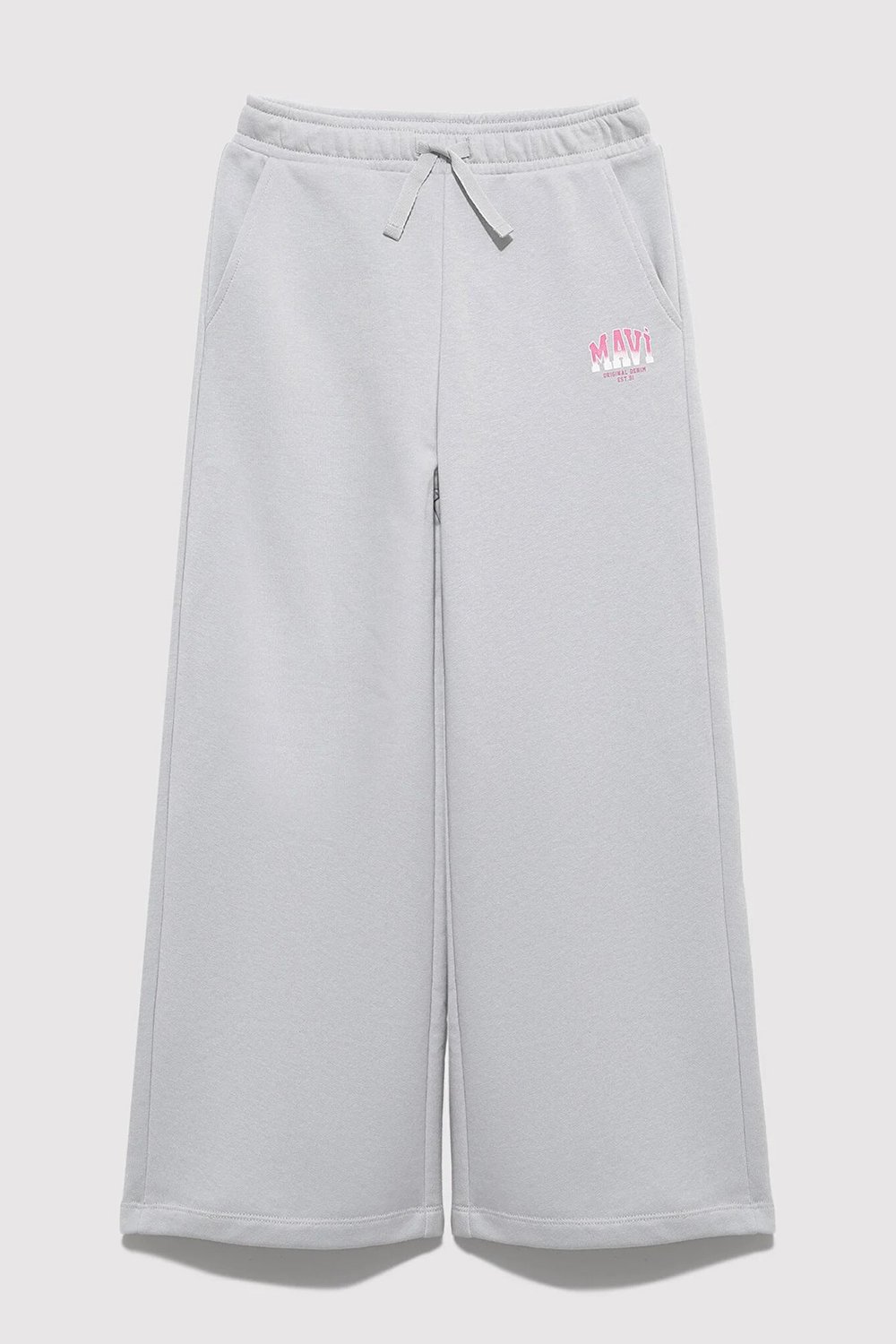 Pamuklu Wide Leg Normal Bel Geniş Paça Kız Çocuk Eşofman Altı 7010038-70075 AÇIK GRİ