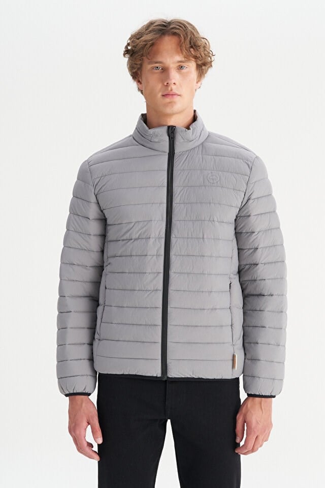 Regular Fit Dik Yaka Şişme Erkek Mont W2520510 035 GRİ