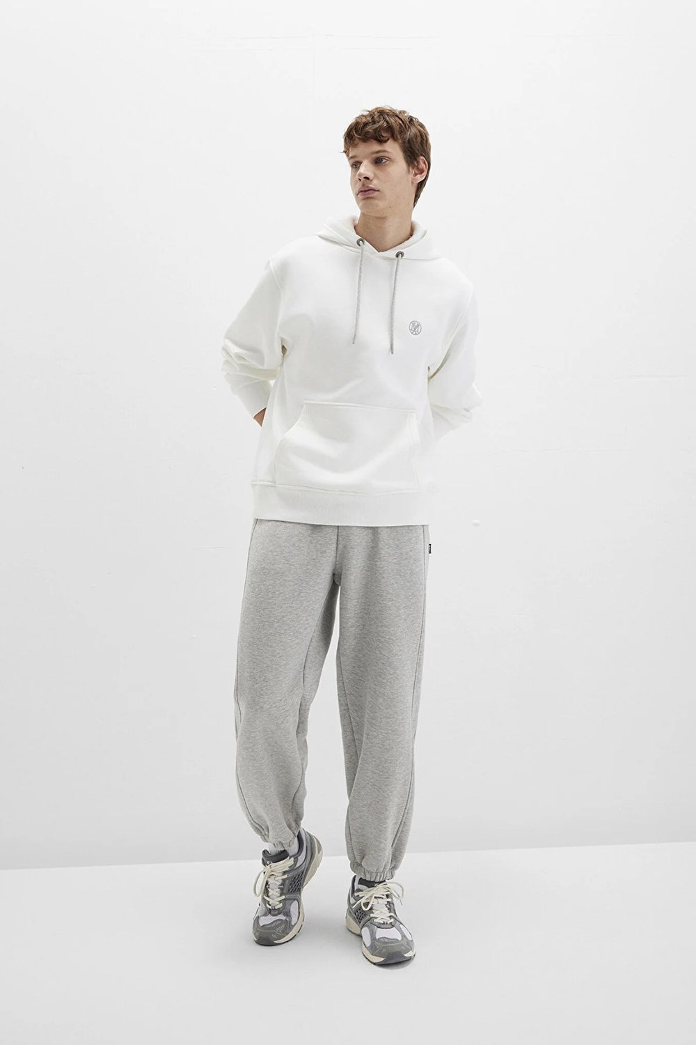 Şardonlu Loose Fit Normal Bel Lastikli Paça Erkek Eşofman Altı 0010549-80018 AÇIK GRİ