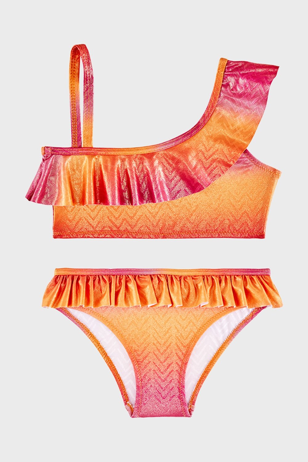 Slipstop Charmiss Junior Tek Omuz Detaylı Hızlı Kuruyan Uv Korumalı Fırfırlı Kız Çocuk Bikini SB2614000601 ORANJ