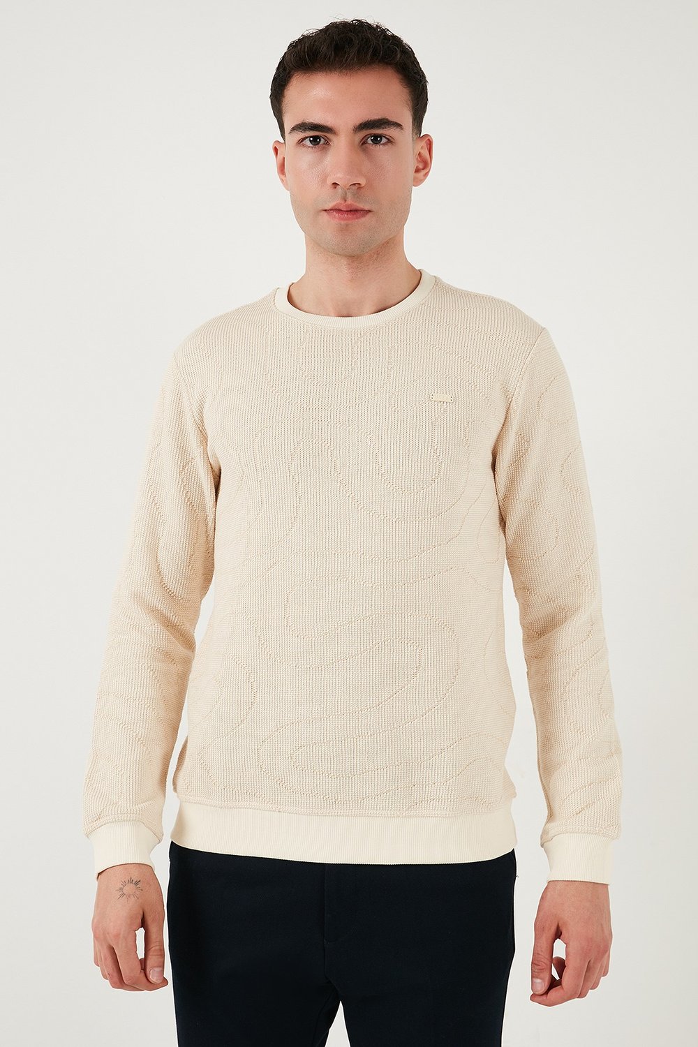 U.S. Polo Pamuklu Regular Fit Bisiklet Yaka Erkek Sweat G081SZ0822239321 KREM