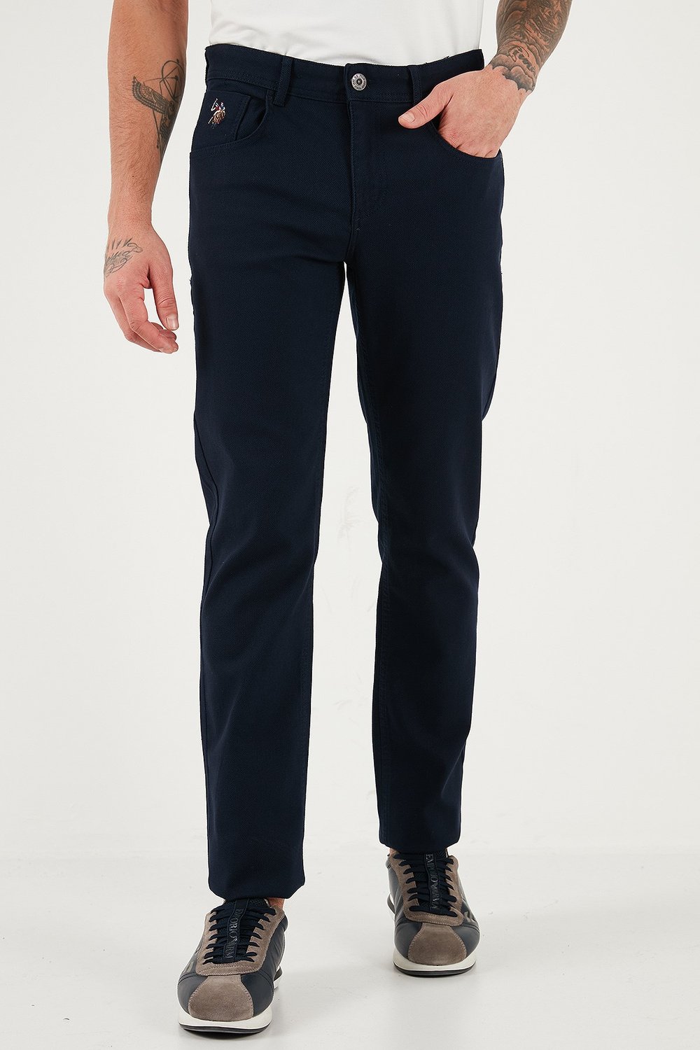 U.S. Polo Pamuklu Slim Fit Düz Paça Erkek Pantolon G081SZ0782237485 LACİVERT