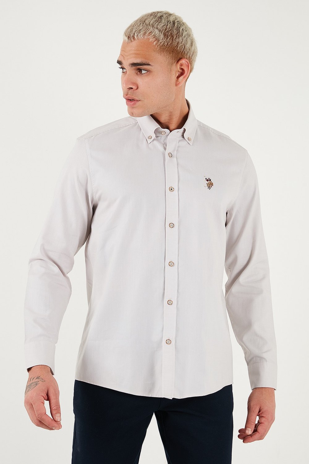 U.S. Polo Pamuklu Slim Fit Uzun Kol Erkek Gömlek G081SZ0042225643 TAŞ