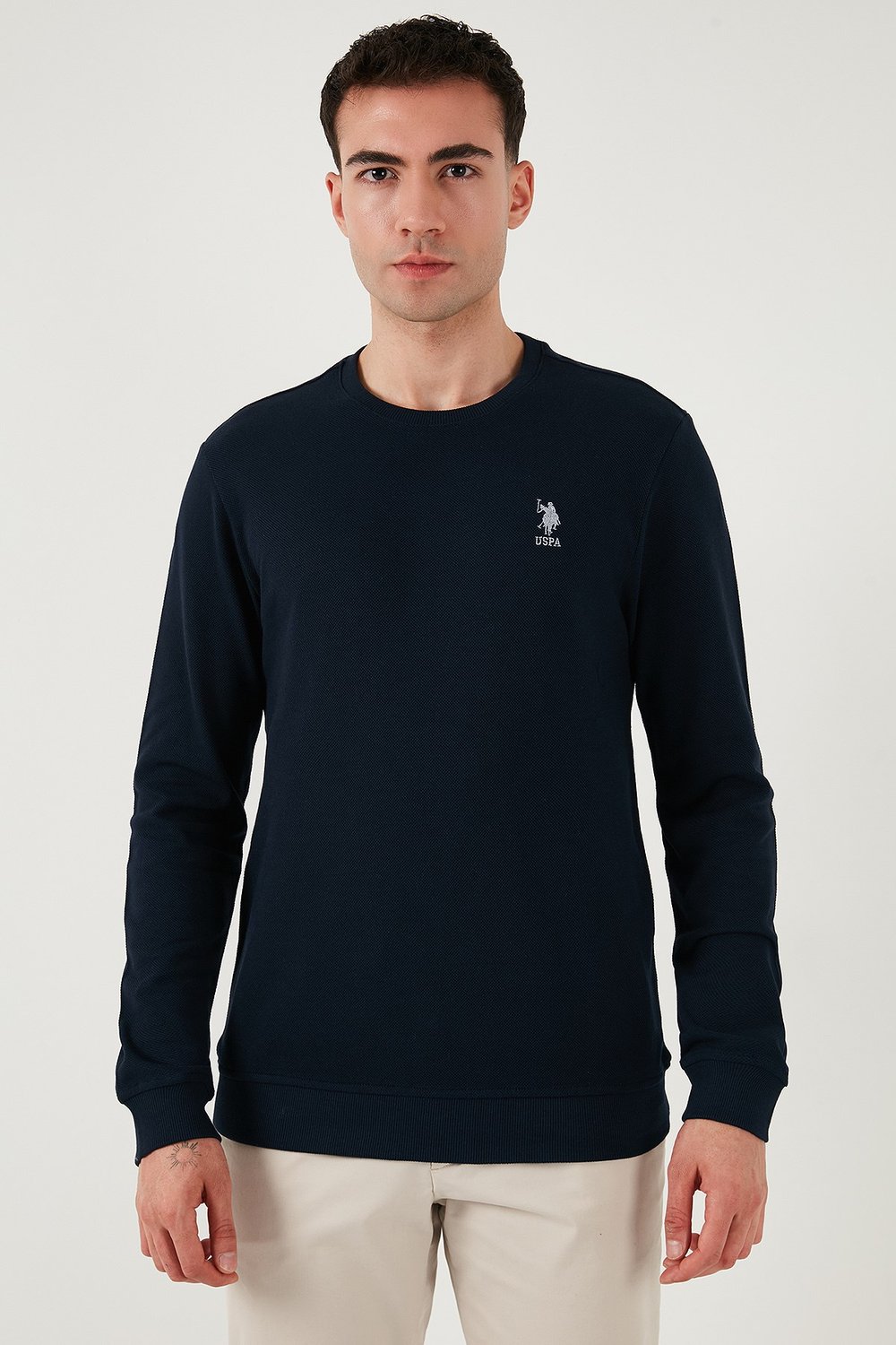 U.S. Polo Pamuklu Regular Fit Logolu Bisiklet Yaka Erkek Sweat G081GL0822249136 LACİVERT