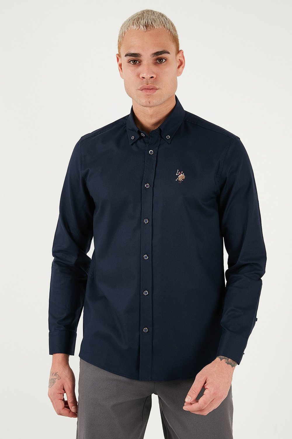 U.S. Polo Pamuklu Slim Fit Uzun Kol Erkek Gömlek G081SZ0042225643 LACİVERT