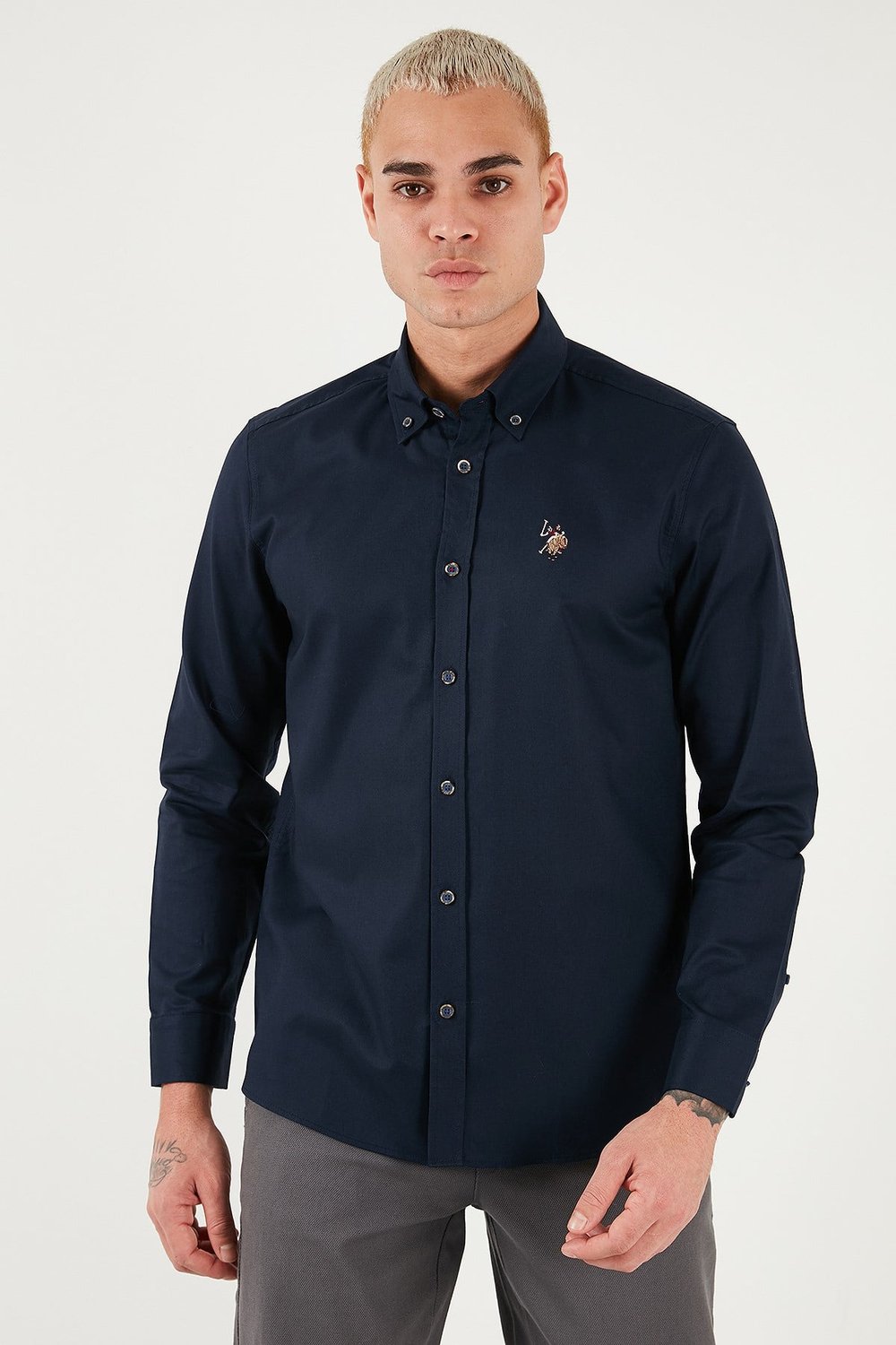 U.S. Polo Pamuklu Slim Fit Uzun Kol Erkek Gömlek G081SZ0042225643 LACİVERT