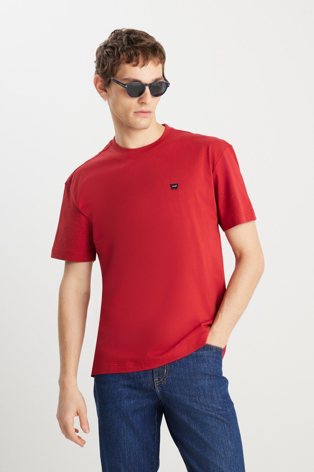 Wrangler % 100 Pamuk Regular Fit Bisiklet Yaka Erkek T Shirt MW7NM203877600 KIRMIZI