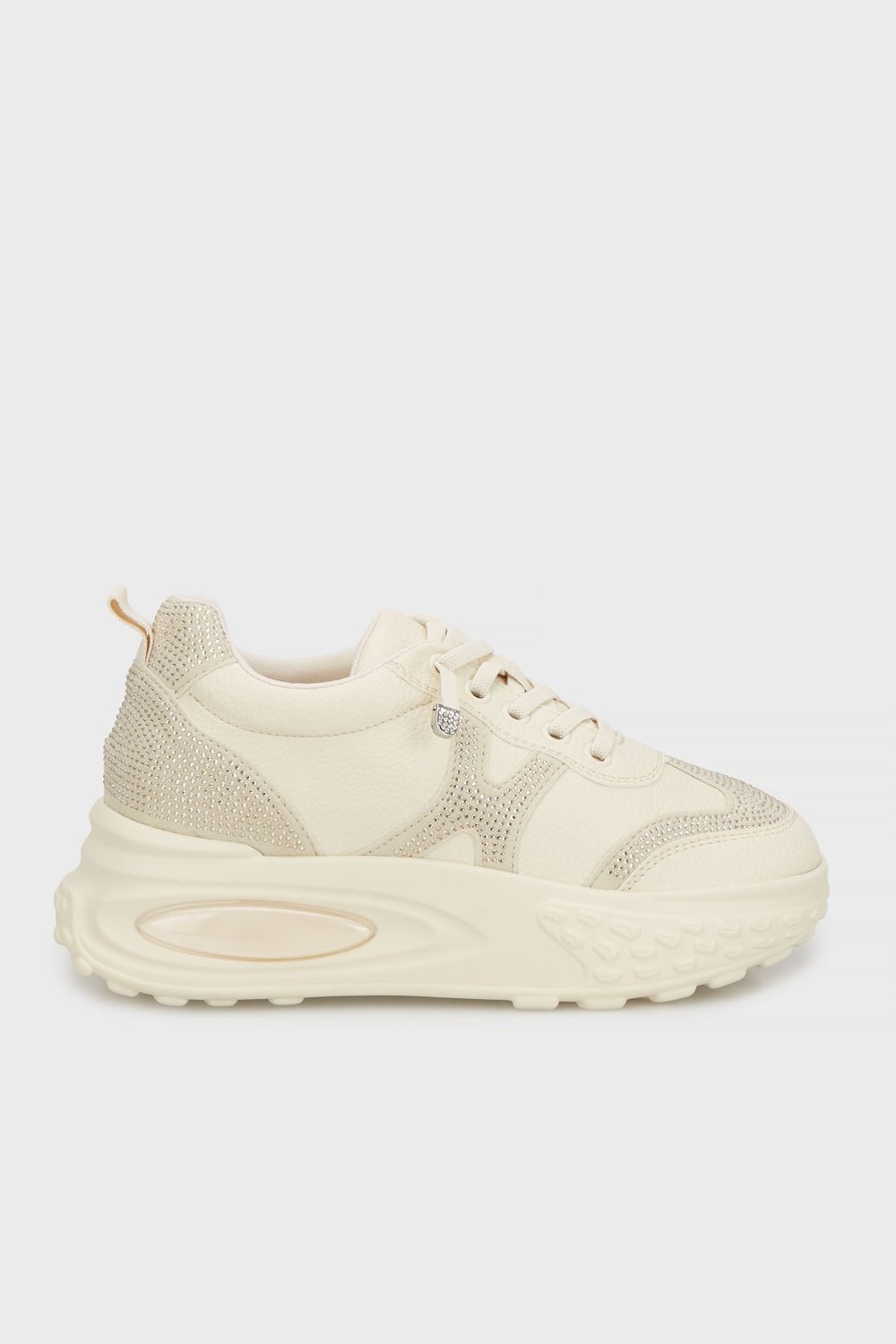Yüksek Taban Taşlı Deri Sneaker Kadın Ayakkabı 38925K3055 BEJ