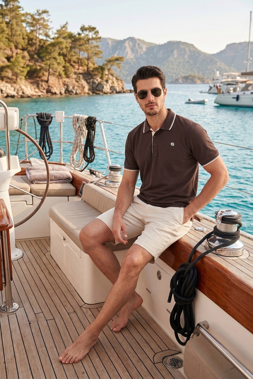 % 100 Pamuk Düğmeli Regular Fit Erkek Polo Yaka T Shirt 5902118 KAHVE