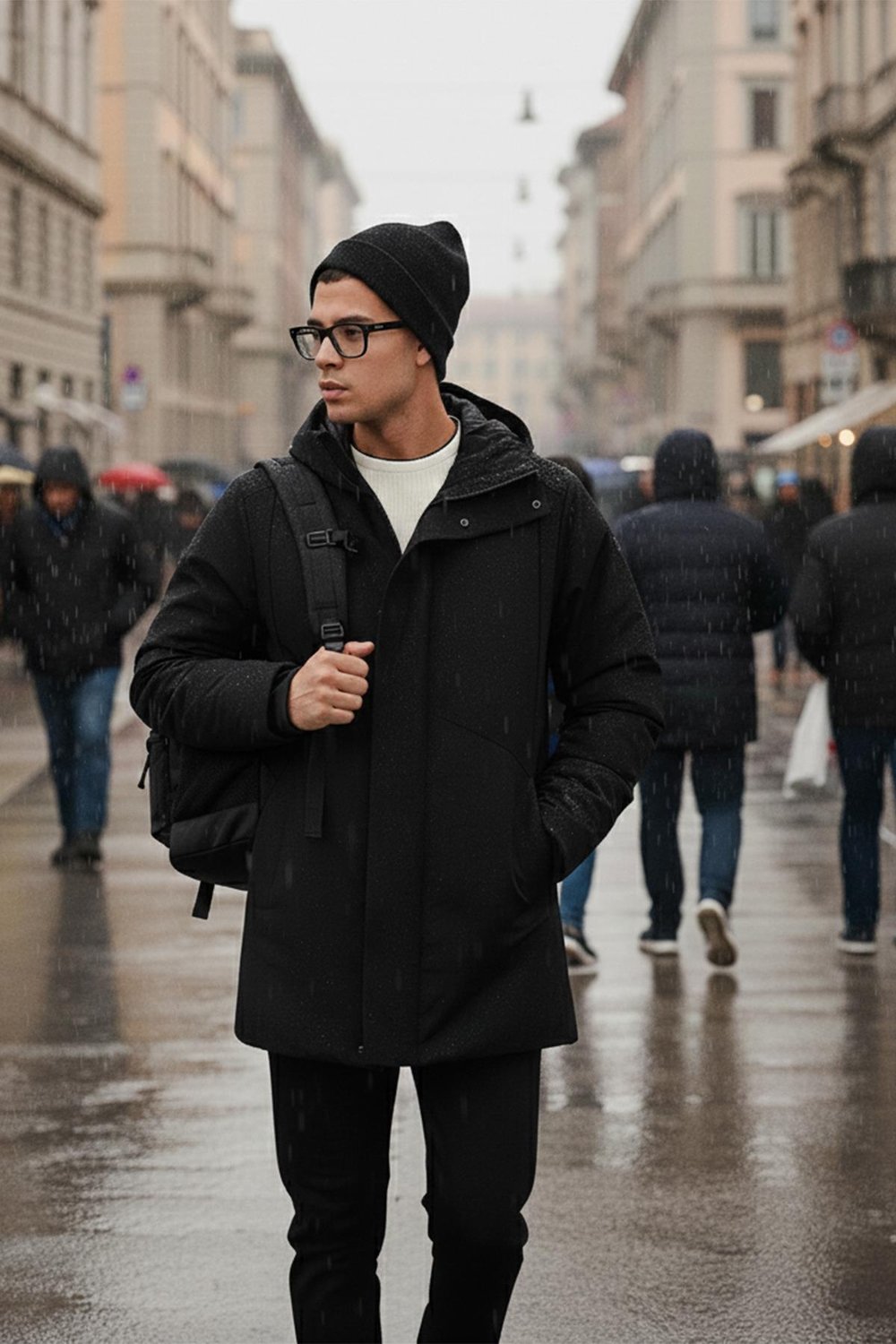 Buratti Astarlı Regular Fit Fermuar ve Çıtçıt Düğmeli Kapüşonlu Erkek Mont 497ROMA SİYAH