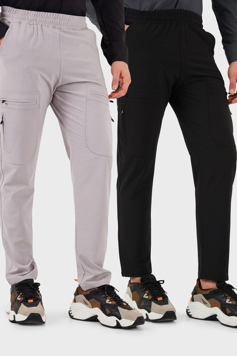 Buratti Normal Kalıp Kargo Cepli Lastikli Bel Trekking ve Kurye 2'li Paket Erkek Pantolon 693710S2 SİYAH-GRİ