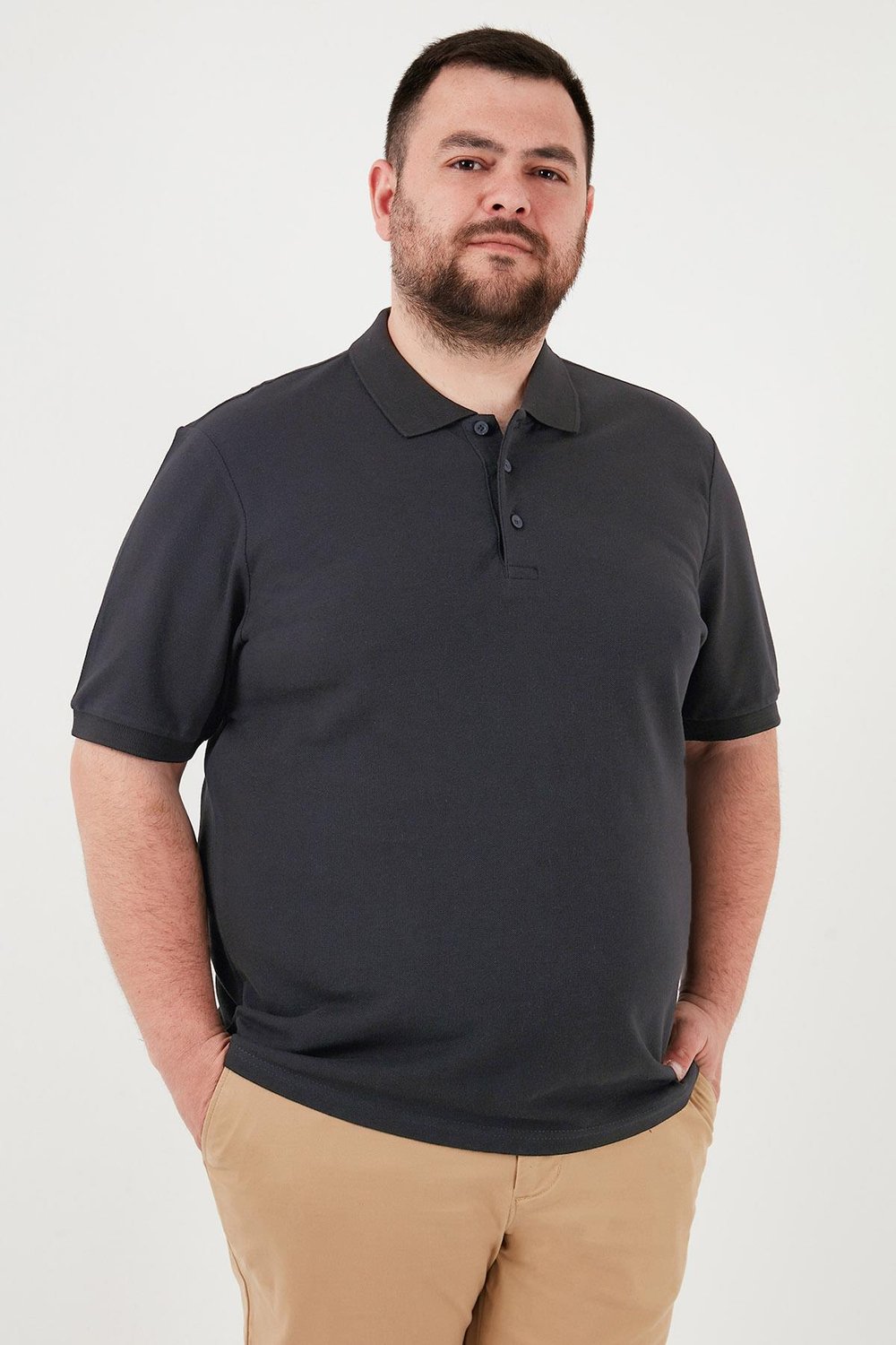 Buratti Pamuklu Regular Fit Büyük Beden Erkek Polo Yaka T Shirt 5902127B ANTRASİT
