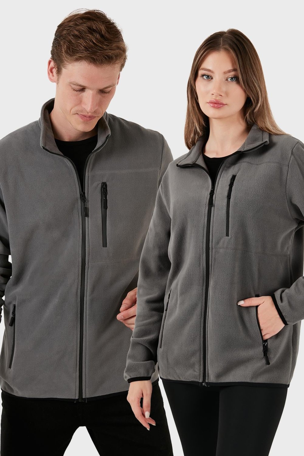 Buratti Slim Fit Cepli Fermuarlı Anti-Pilling Tüylenme Yapmayan Soğuk Geçirmez Polar Unisex Hırka 5906028S1 GRİ