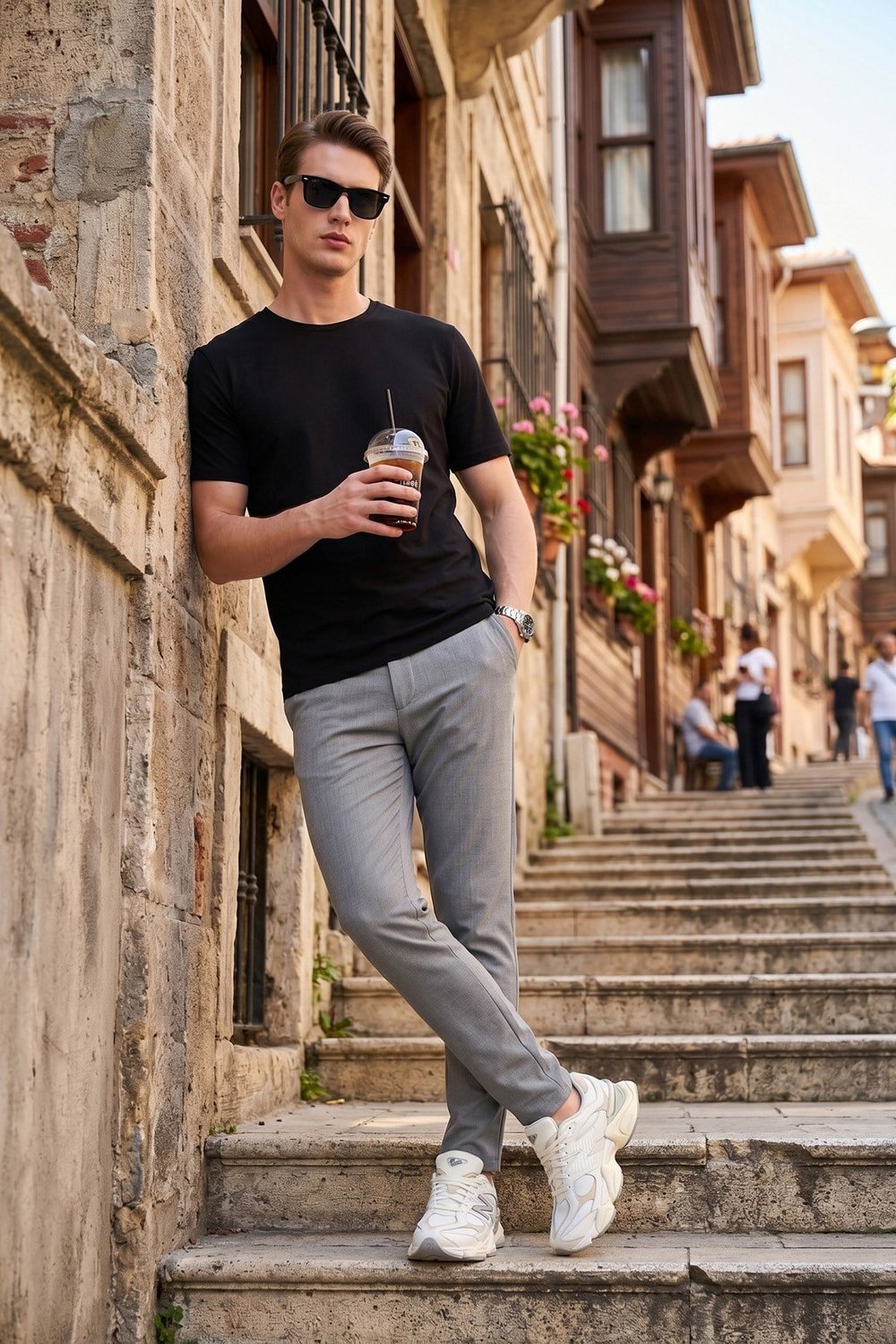 Buratti Slim Fit Dar Paça Bağlamalı Erkek Pantolon 6843657 GRİ